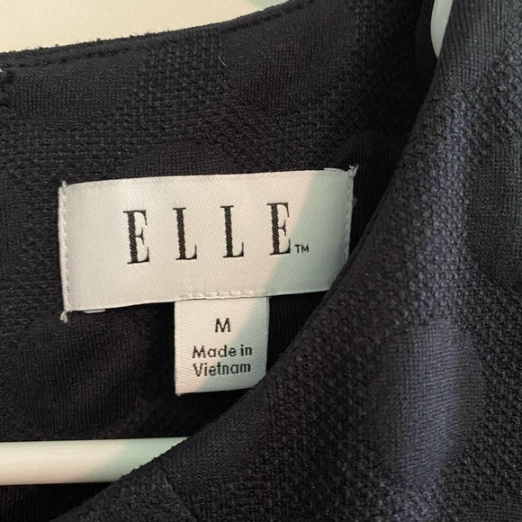 Elle Navy Blue and Green Pleated Textured Dress Size Medium - Picture 3 of 4